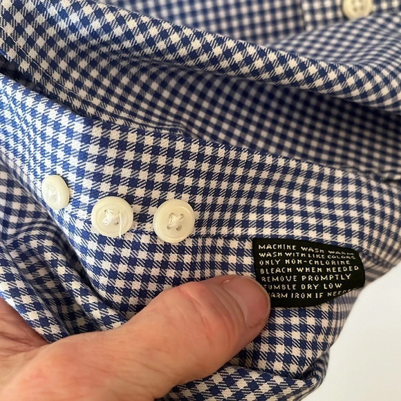 NWT LRL Cotton Dress Shirt Long Sleeve Men's 16.5 34/35 Blue White Check Preppy - Picture 16 of 16
